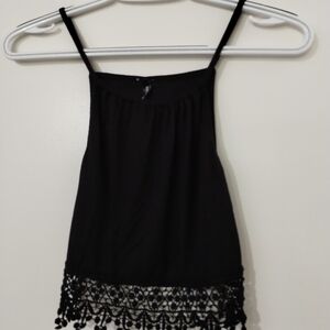 Nella Fantasia Black Camisole with Lace Hem